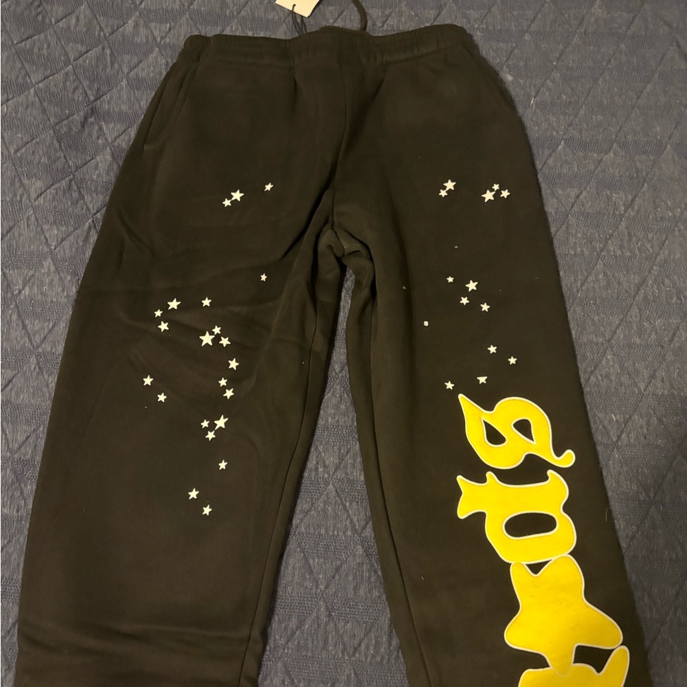 Men's Black Joggers with Yellow Star Design